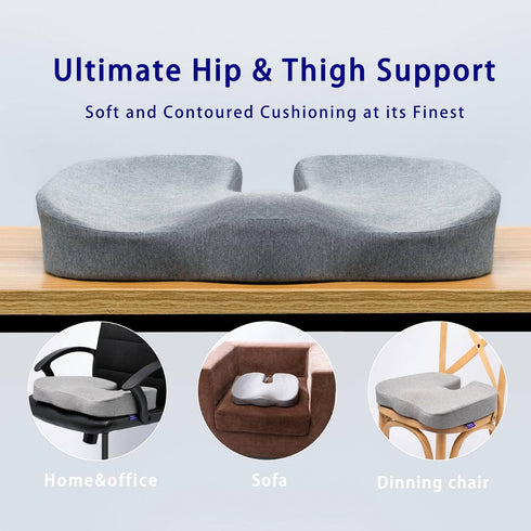 Tailbone Gel Infused High Dense Memory Foam Seat Cushions for Office Chair, Car, Wheelchair-Coccyx Seat Cushion
