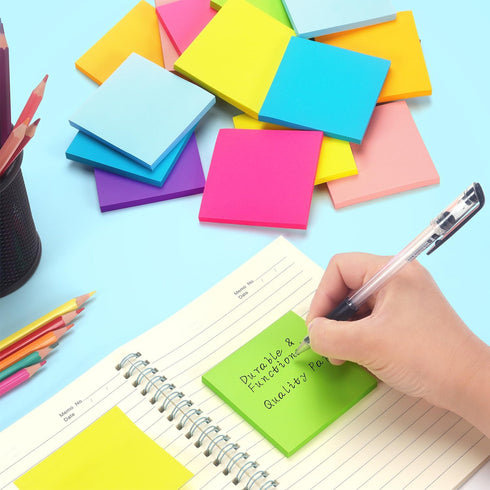 Early Buy 24 Pads Sticky Notes, 8 Bright Color Self-Stick Notes, 3 in x 3 in, 60 Sheets/Pad