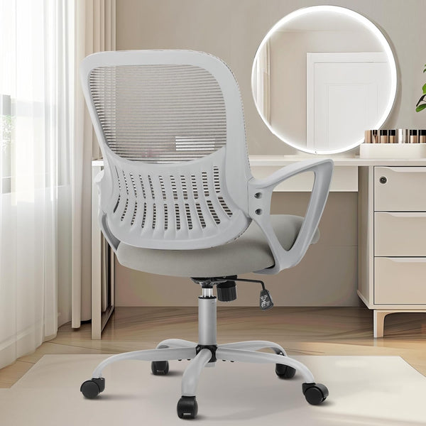 Sweetcrispy Home Office Managerial Executive Chair, Ergonomic Mesh Adjustable Swivel Mid-Back Chair