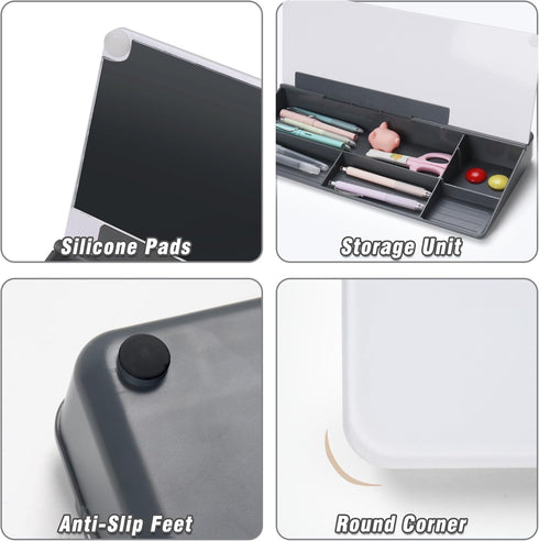 SELEAD Desktop Glass Whiteboard - Small Dry Erase Board with Organizer, Markers, Eraser, Holder for Home, School, Office