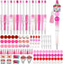 HEYUNG 15 Sets Valentine's Day Beadable Pens - Heart Silicone Beads Pens with 133PCS Pink Spacer Beads