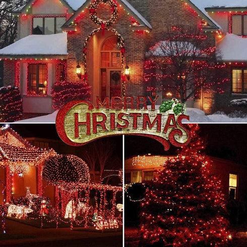 Outdoor Solar String Lights, 2 Pack 33ft 100L Red Copper Fairy Lights, 8 Modes Twinkle Decor for Christmas Wedding Party