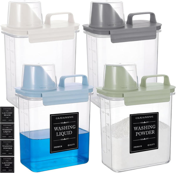 FUPMILPHRANX 4 Pack Laundry Detergent Dispenser, 61Oz Clear Plastic Liquid Laundry Soap Dispenser