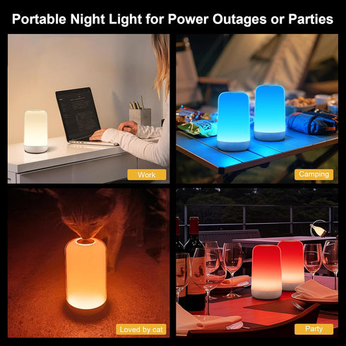 3 Dimmable FRIDEKO HOME RGB Touch Bedside Lamp for Nightstand, Color Temperatures Rechargeable Battery Night Light