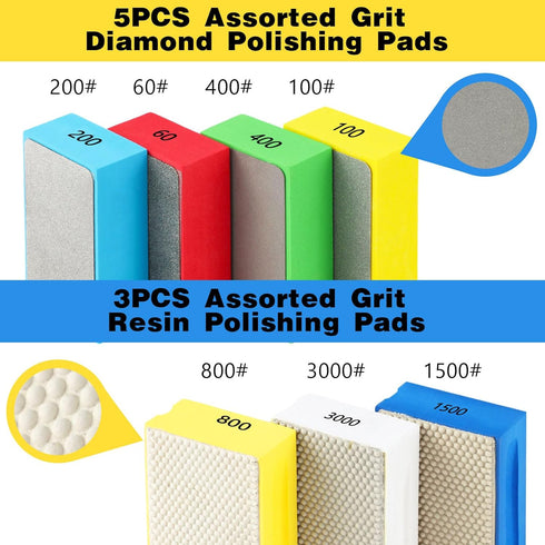 Dimsile 7 60/100/200/400/800/1500/3000 Pcs Diamond Hand Polishing Pads Grit Diamond Sanding Pads Wet and Dry Sanding