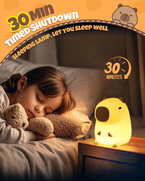 2 Dimmable, Cute Capybara Night Light, Animal Lamp, Food Grade Silicone, Rechargeable, Level Squishy Nursery Nightlight