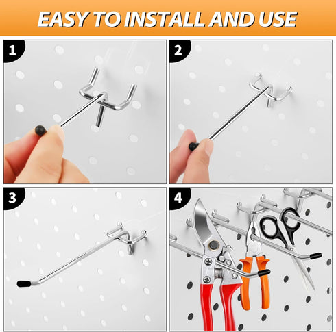Pegboard Hook 50 Pcs, Durable L Shape Galvanized Metal Accessories for 1/4 and 1/8 Pegboard Organizer Kit