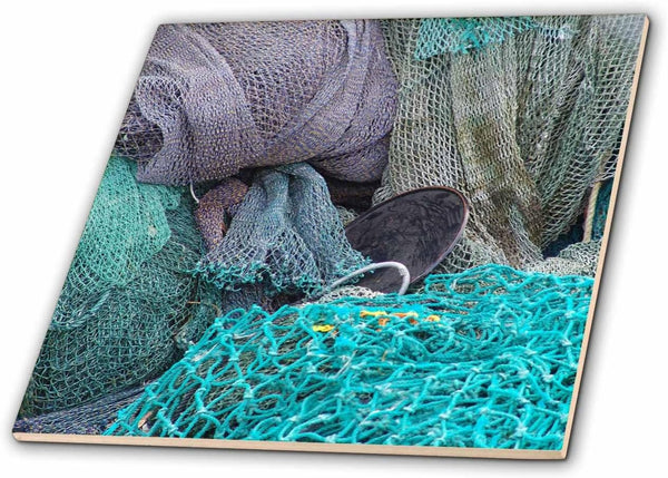 3dRose Shrimp Boat Nets 6 Inch Ceramic Tile