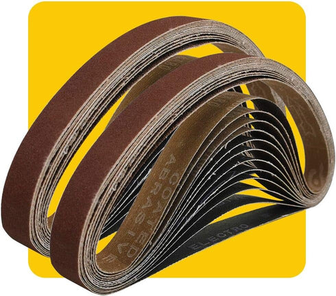 1/2x18 Inch Sanding Belt Pack, 24 Pcs (8 Each of 80 120 150 Grits) Aluminum Oxide for Sander