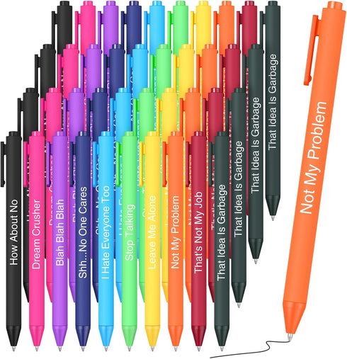 Yeaqee 40 Pcs Funny Ballpoint Pens Set with Swear Word Quotes, Novelty Pens for Christmas Gift, Colleague Office