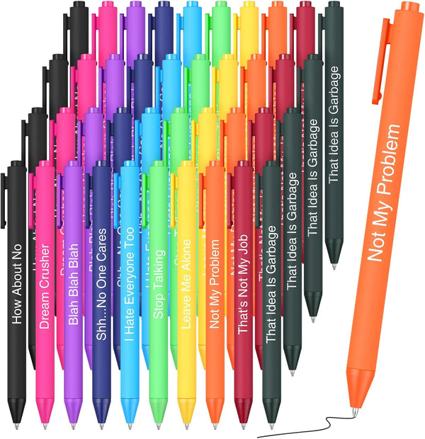 Yeaqee 40 Pcs Funny Ballpoint Pens Set with Swear Word Quotes, Novelty Pens for Christmas Gift, Colleague Office