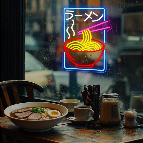 Ramen Neon Sign Pink LED Noodles Light Up Restaurant Shop Bedroom Home Bar Noodles Decor Japanese Neon Signs for Wall