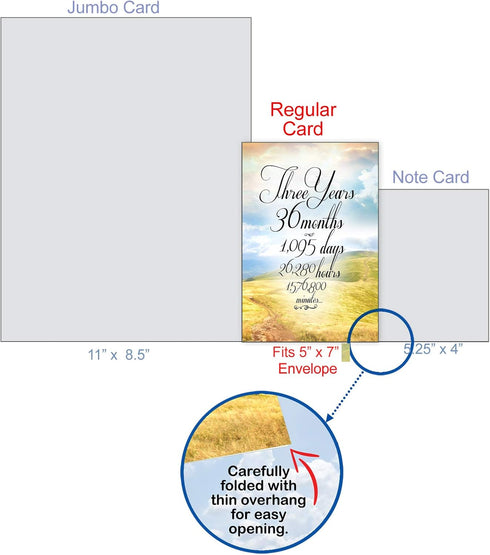 NobleWorks 3 Year Anniversary Recovery Greeting Card (5 X 7 Inch) with Envelope - Encouragement Sobriety Milestone
