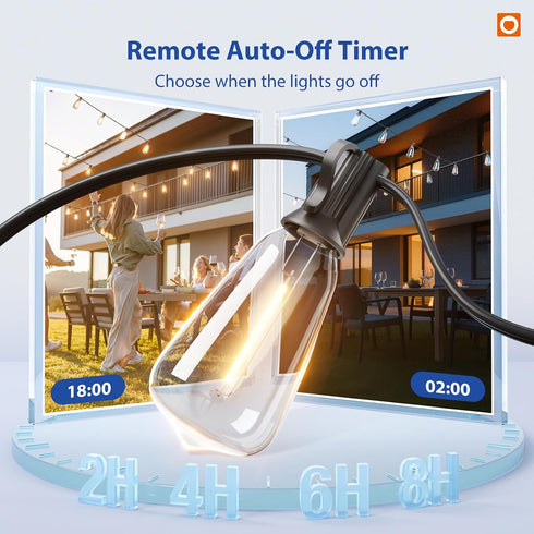 50FT 16 ST38 Bulbs(1 Dimmable addlon LED Outdoor String Lights with Remote Waterproof Patio Lights with Shatterproof