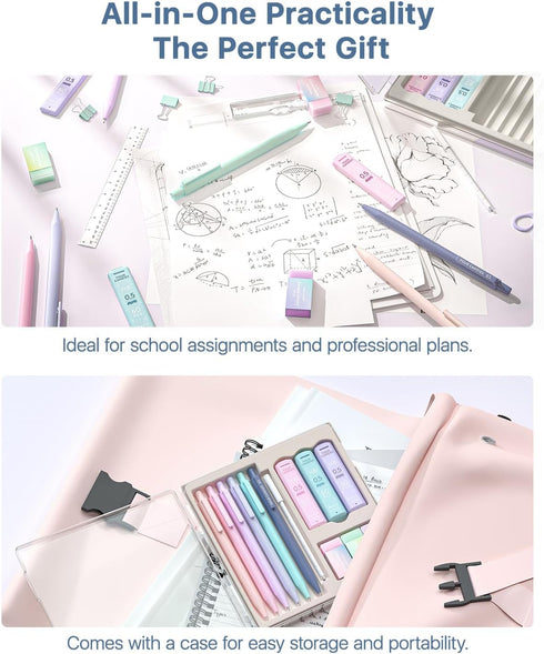 Four Candies Mechanical Pencils 0.5, with HB & 2B Lead Refills, 16-Count Pack with Case for School Supplies