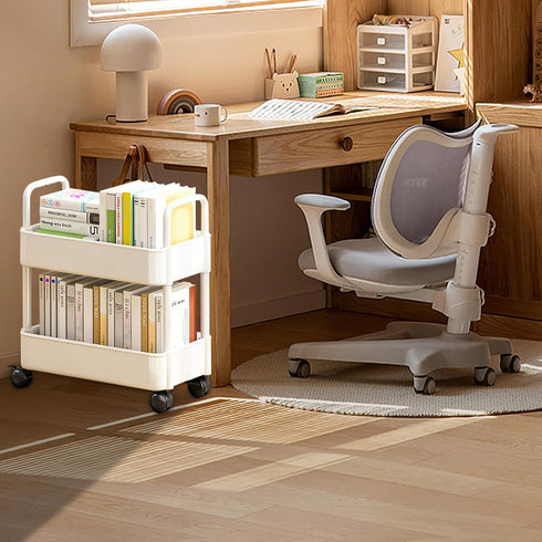Erice 2 Cart Organizer, Rolling Storage Cart, Bookcase with Wheels Tiers Strong Load Bearing Capacity Durable and Long