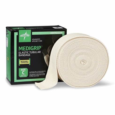 (6.8 cm) 1 Count Medline Medigrip Elastic Latex Tubular Support Bandage, Size C for Adult Arms or Legs
