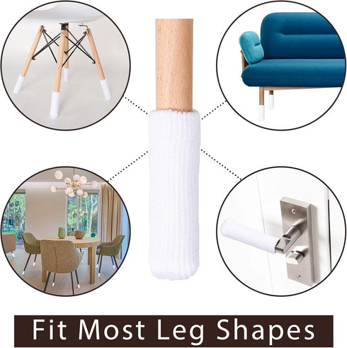 HAZELAND 32Pcs High Elastic Knitted Chair Leg Protectors for Hardwood Floors, Non Slip No Scratch Noise Furniture