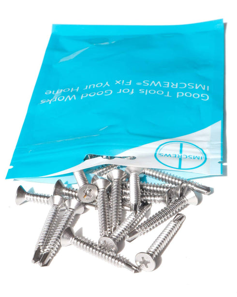 25pcs #14 x 1-1/2" Stainless Flat Head Phillips Self Drilling Screws, 410 Stainless Steel