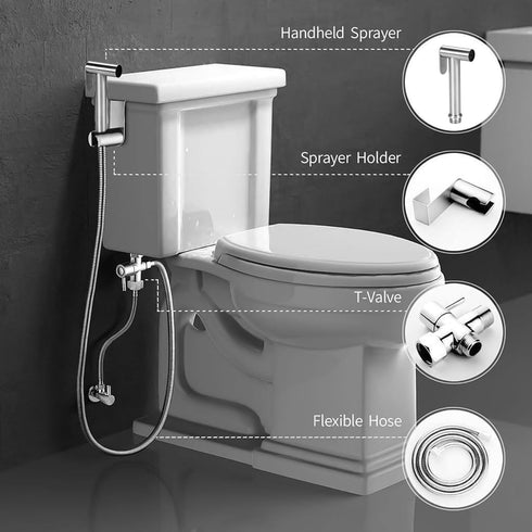 Imlemao 2 Pack Handheld Toilet Bidet Sprayer, Adjustable Water Pressure Stainless Steel Jet Spray Attachment with Hose