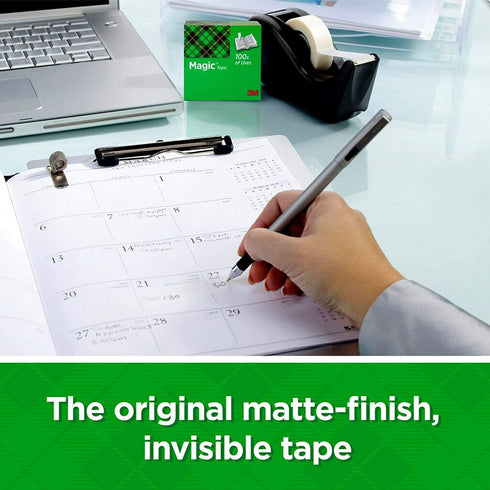 Magic Tape 3 Packs Clear Tape, Invisible Tape 1/2 x 450 Inches, with Dispensers and 8 Inch All Purpose Scissors