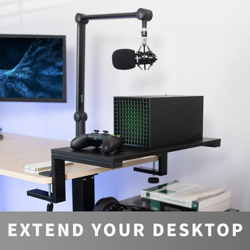 VIVO Clamp-on 22 inch Desk Extension Shelf for Gaming PC, Ergonomic Computer Monitor and Laptop Riser, Desktop