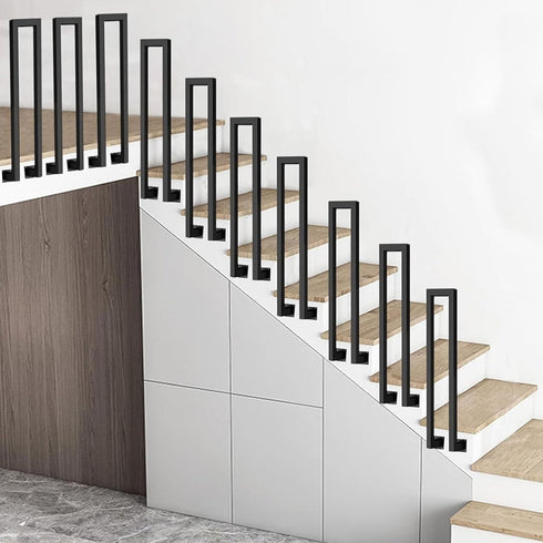 PAUANI Kit(U,35 U/M-shaped Side Mount Stair Railing, Wrought Iron Safety Non-Slip Square Handrail, Indoor Elderly