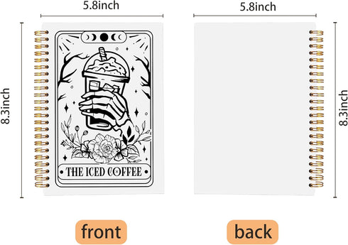 The Iced Coffee Tarot Journal Notebook - Gothic Skeleton Spiral Notebook, Coffee Lover Gifts, 5.5" x 8.3"