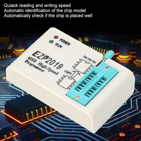 EZP2019 USB Programmer, EEPROM Programmer BIOS Chip for 24 25 93 EEPROM Flash Bios with Sockets & Test Folder