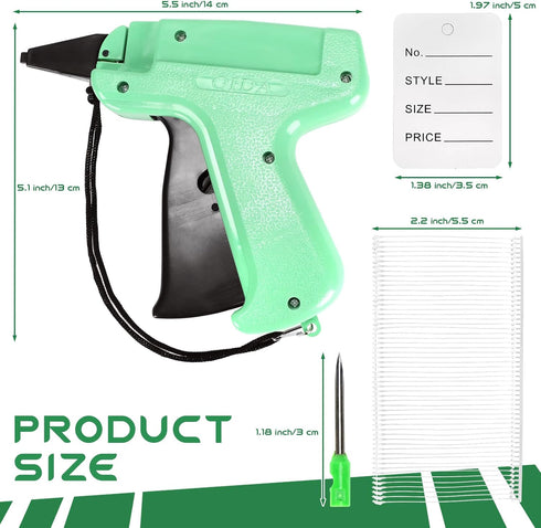 Clothing Tag Machine Kit, Garment Price Tag Attacher Tagging Gun with 5 Steel Needles 2000 White Barbs Fasteners 500 Clothing Labels for Family Store Warehouse Boutique Smal (2506 Pcs)