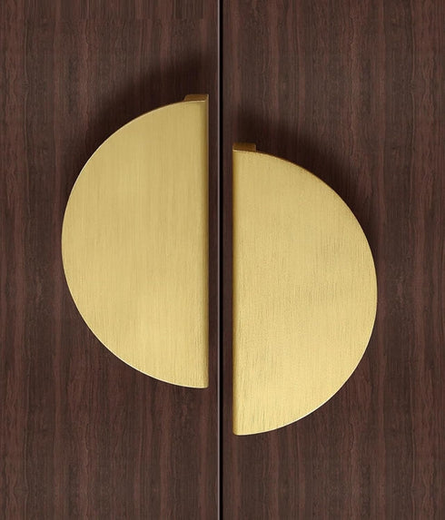 PILYON 2 Pack 64mm Drawer Knobs Chinese Retro Wardrobe Door Handle Semi-Circular Brass Cabinet Drawer Bedside Table
