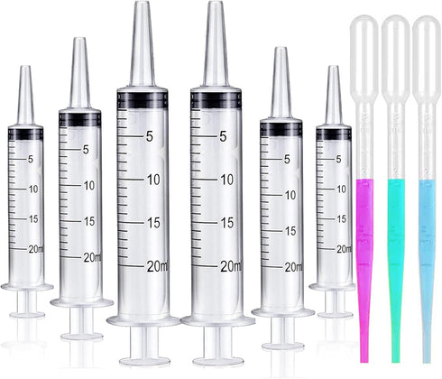 6 Pack 20ml Syringe Without Needle - Large Plastic Syringes for Lip Gloss, Measuring, Dispensing, Multiple Uses