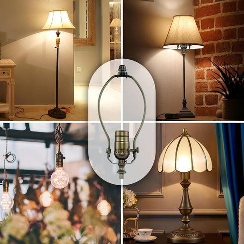 Lamp Rewire Kit, 3-Way Lamp Socket with Matching Cord Lamp Harp Set, Essential Hardware for DIY Lamp Design or Repair