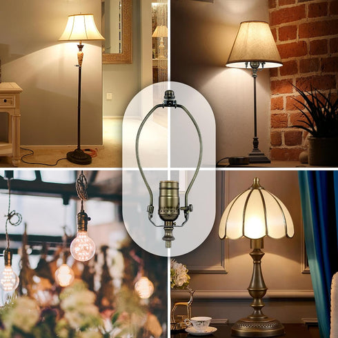 3-Way Set, 2) Lamp Making Kit, Make a Lamp or Repair Kit, Light Socket with Matching Cord and Harp Wiring Kit for Table