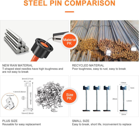 300pcs Replacement Steel Needles for Flooring Wall Tile Leveling System, 1/16" 1.5mm Reusable Spare Steel Pin Tiling
