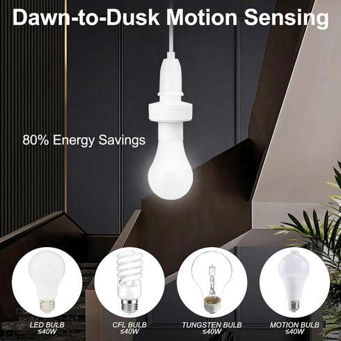 Generic E26/E27 Motion Sensor Light Socket Adapter, Screw-in Light Sensor Sockets for Automatic Control On/Off, Auto