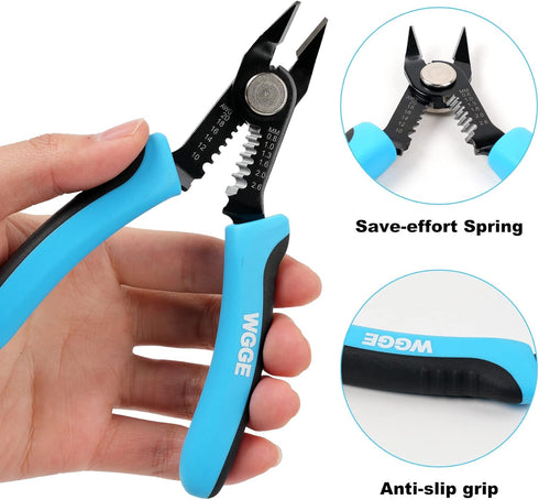 WGGE Precision Wire Cutters, Slim Diagonal Cutting Pliers with Supplementary Stripping, Ultra Sharp 6 Inch Wire Cutter