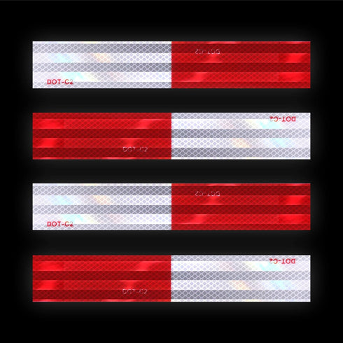 Outdoor Reflective Tape Red White 1 in X 75 FT Waterproof Self Adhesive DOT-C2 Trailer Safety Caution Tape