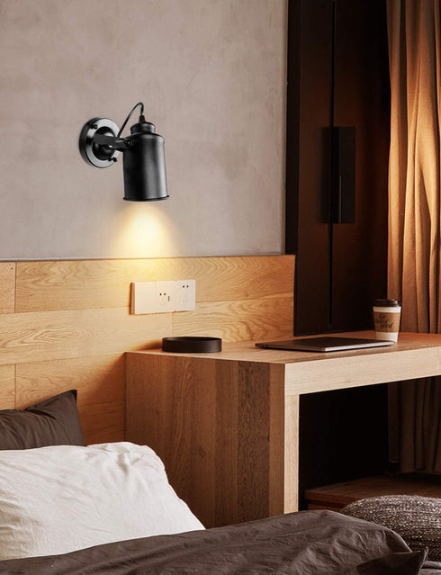 E26 Bulb) Industrial Track Lighting Ceiling Spotlight, Matt Black Vintage Wall Mount Lights, Rotate Head, Hardwired No
