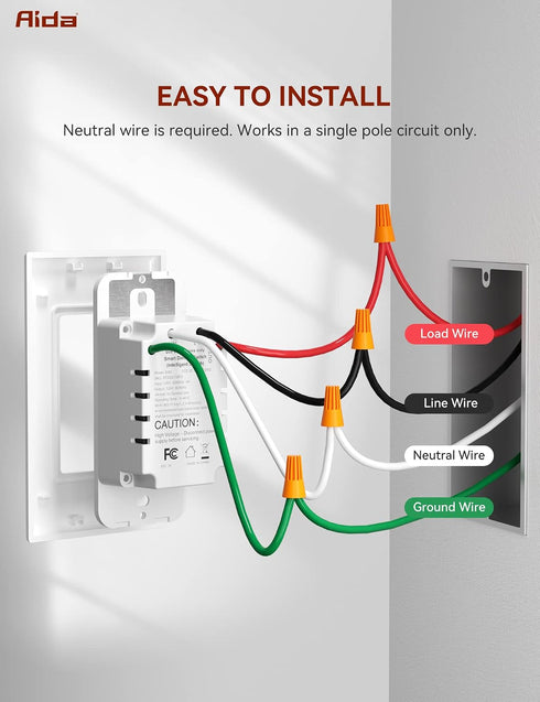 Dimmer Dimmer 2.4GHz Bulbs, 3 Pack AIDA Smart Light Switch, Single Pole Switch Works with Alexa and Google Assistant