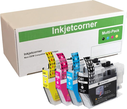 Inkjetcorner Compatible Ink Cartridges Replacement for LC401, LC-401 for MFC-J1010DW, MFC-J1170DW, MFC-J1012DW (4-Pack)