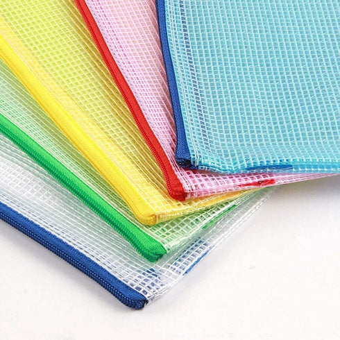 Unifizz B8 Plastic Wallets Folder, Zip Lock Bags, Waterproof Clear Mesh Zipper Pouch Document Bag, White