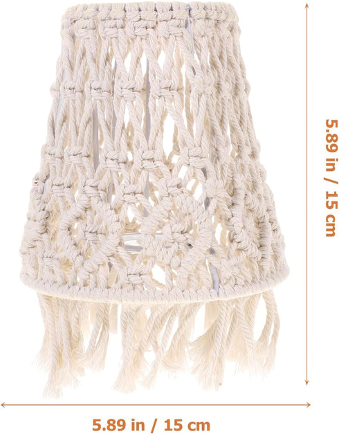 Woven Macrame Table Lampshade - Bohemian Decor for Home Lighting
