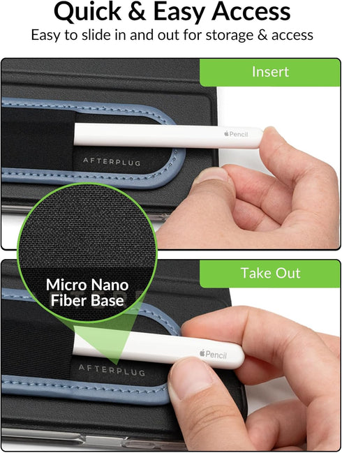 Afterplug 1st 2nd, 3M Stylus Holder for Apple Pencil & USB-C, Pro, and Slim Stylus Rip-Resistant Elastic Sleeve