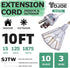 YOJOE White 10/3 10 ft Outdoor Extension Cord with 3 Prong Multiple Outlets, Waterproof for Decorations