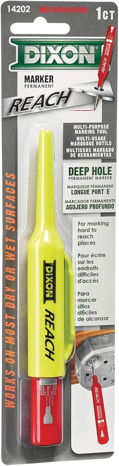 DIXON Industrial REACH- Deep Hole Permanent Marker, Red, 1-Count (14202)