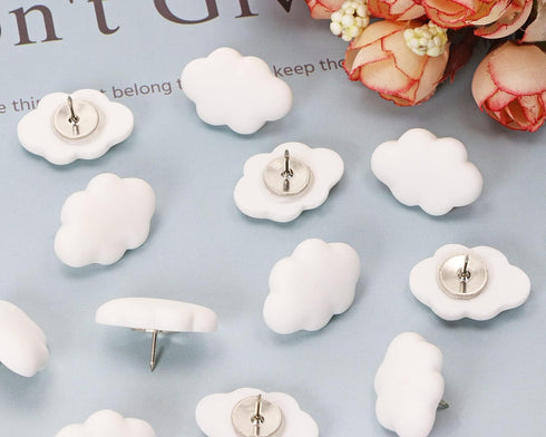 Decorative Cloud Push Pins for Cork Bulletin Boards Cute Thumb Tacks for Wall Hanging Posters Pictures Photos Memo DIY Craft Gift Bags Projects Home Decor Office School Supplies, 30PCS