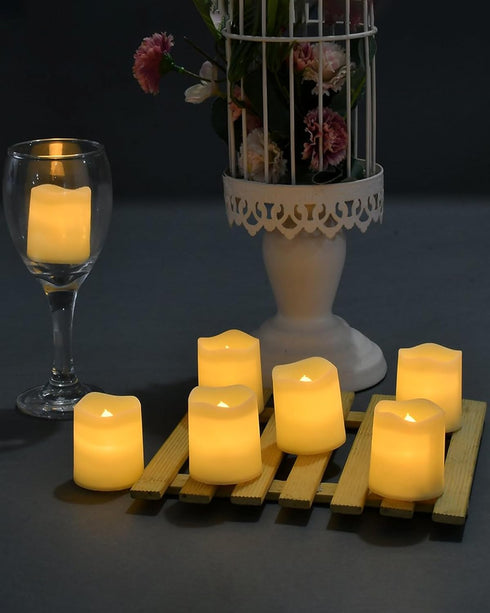 SHYMERY Flameless Votive Candles - 24 Pack, 200+ Hour Battery Operated LED Tea Lights for Wedding and Christmas