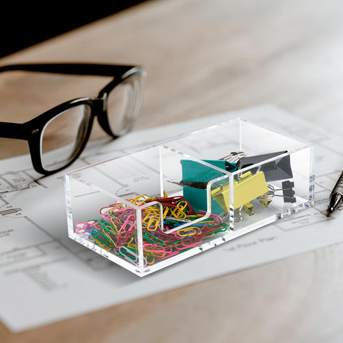Sticky Note Holder 2in1 Clear Acrylic Memo Holder for Desk Organization Office Home Post Pop Note Dispenser for 3x3 Note Pad Holder 1 PCS(SNH02)