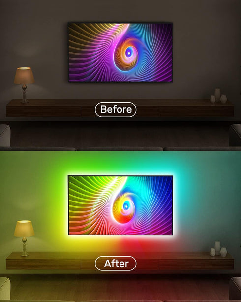 16.4FT, 55-85 inch Daymeet LED Strip Lights RGBIC LED Lights for TV for TV Led Backlight Rainbow Color Changing Led TV